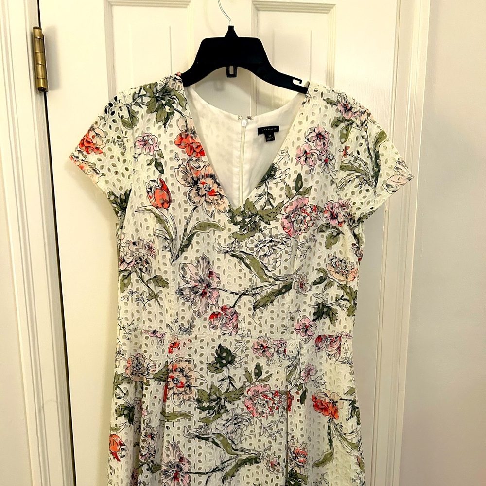 Ann Taylor eyelet floral dress, lined. Worn once. Size 14